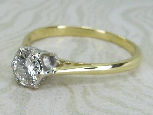 Antique Guest and Philips - Diamond Set, Yellow Gold - White Gold - Single Stone Ring R5850