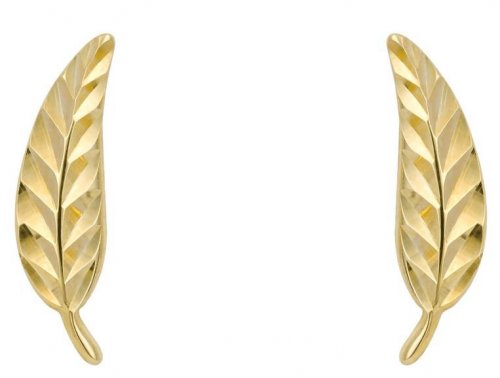 Gecko - Feather Stud, Yellow Gold Earring GE2431