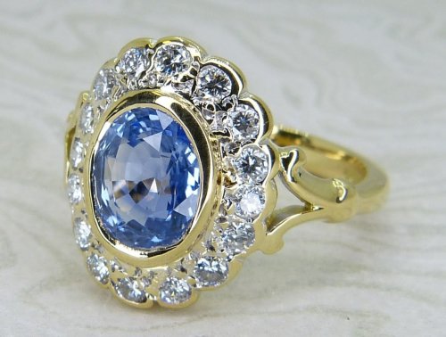 Antique Guest and Philips - Sapphire Set, Yellow Gold - Cluster Ring R5940