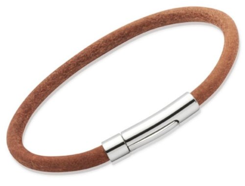 Unique - Leather - Stainless Steel - Bracelet, Size 19cm B74NA-19CM