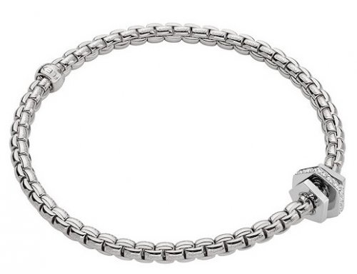 Fope - Eka, D 0.15 Set, White Gold - 18ct Bracelet, Size 175mm 754B-BBRM-W