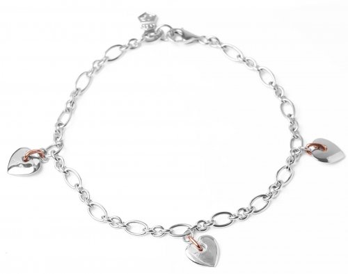 Clogau - Sterling Silver With 9ct Rose Gold Heart,  Cariad Bracelet