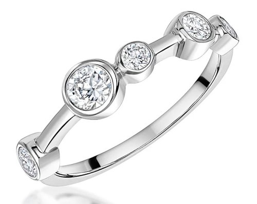 Jools - Cubic Zirconia Set, Sterling Silver - Rhodium Plated - RING, Size p HBR018-56-P
