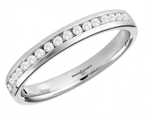 B and N - Diamond Set, 18ct. White Gold Half Eternity Ring, Size M