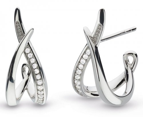 Kit Heath - Cubic Zirconia Set, Sterling Silver - Rhodium Plated - hoop stud earrings 30227cz
