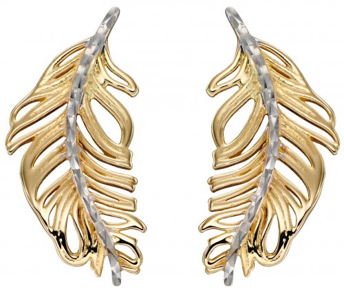 Gecko - Yellow Gold 9ct Feather Earrings GE2339