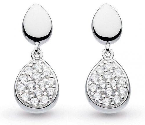 Kit Heath - Coast Pebble, Cubic Zirconia Set, Rhodium Plated - Sterling Silver - Drop Earrings 60188CZ