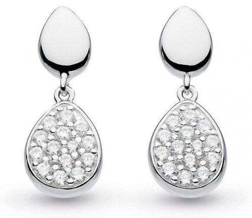 Kit Heath - coast pebble, Cubic Zirconia Set, Sterling Silver - Rhodium Plated - earrings 60188cz