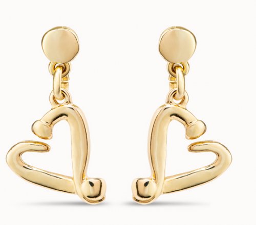 Uno de 50 - Nailed Heart, Yellow Gold Plated Earrings PEN0887ORO0000U