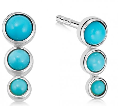 Daisy - Triple, Turquoise Set, Sterling Silver - Stud Earrings ST15-SLV