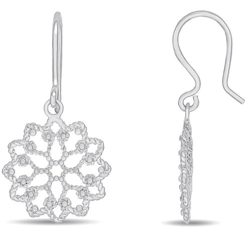 Guest and Philips - White Gold 9ct Flower Drop Earrings 10-07-161