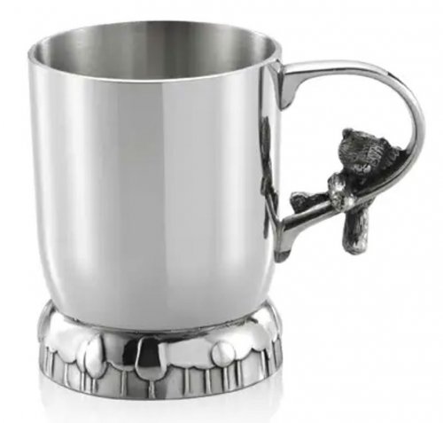 Royal Selangor - Teddy Bears' Picnic Baby Mug, Pewter - Size H7.5x9x Dia 6cm x 14cL 012180R