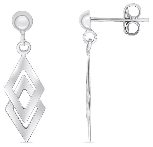 Guest and Philips - Dbl Kite, White Gold 9ct Drop Earrings 10-07-082