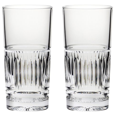 Royal Scot Crystal - Art Deco, Glass/Crystal - Pres Box 2 Tall Tumblers, Size 148mm 14oz 35cl ADB2TT