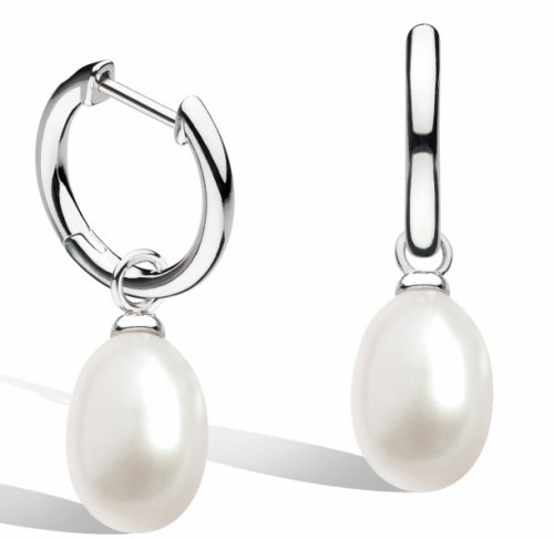 Kit Heath - Revival Astoria, Pearl Set, Sterling Silver - Oval Hoop Earrings, Size 13mm 50430FP