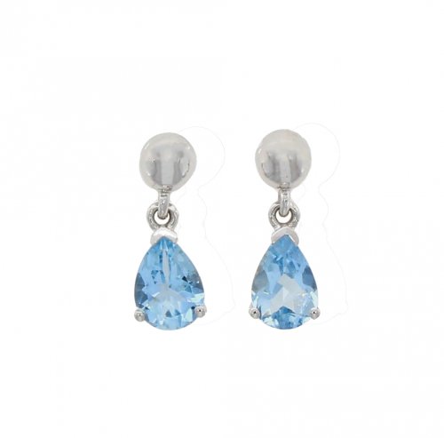 Guest and Philips -  9ct White Gold and Aquamarine Set Drop Earrings - 03-20-280