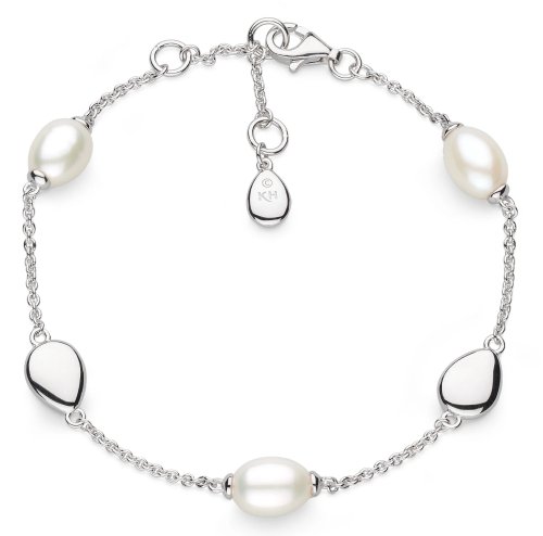 Kit Heath - Coast Pebble, Pearl Set, Rhodium Plated - Sterling Silver - FP Bracelet, Size 7.5