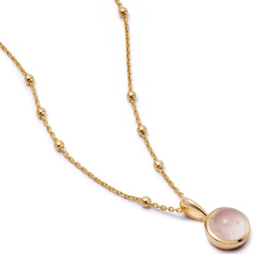Daisy - Yellow Gold Plated ROSE QUARTZ HEALING STONE NECKLACE HN2005-GP