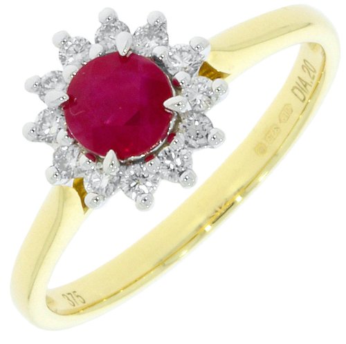 Guest and Philips - 9ct 0.20pts DIAMOND, Ruby Set, Yellow Gold - White Gold - RING 09RIDG85465