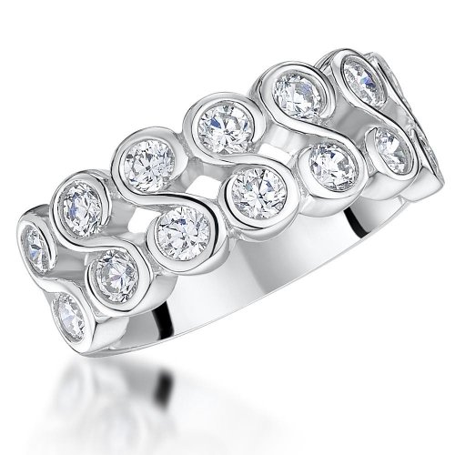 Jools - Cubic Zirconia Set, Silver Ring, Size N