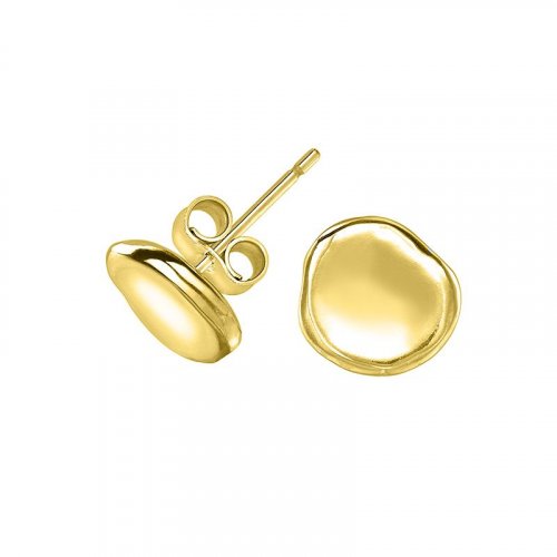 Dower and Hall - Pebble, Yellow Gold Plated Dimple Pebble Studs