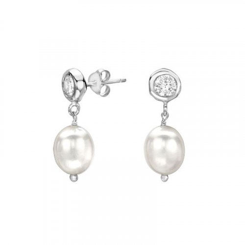 Dower and Hall - Dewdrop, White Topaz Set, Sterling Silver - - Nugget and Pearl