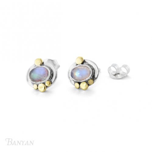 Banyan - Ladies , Moonstone Set, Sterling Silver Stud Earrings EA1428-E1