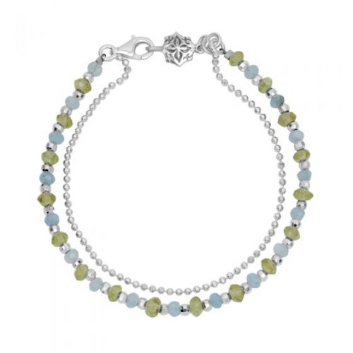 Dower and Hall - Orissa, Peridot Blue Topaz Set, Sterling Silver - - Bead Bracelet