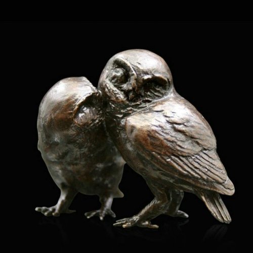 Richard Cooper - Bronze Pair of Little Owls Ornament, Size 7cm 949