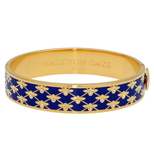 Halcyon Days - Bee Sparkle Trellis, Enamel 13mm hinged bangle HBBES1813G