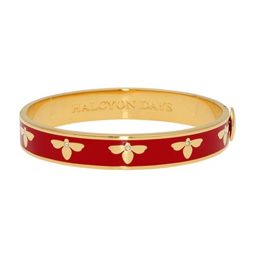 Halcyon Days - Bee , Enamel 1cm Hinged Bangle