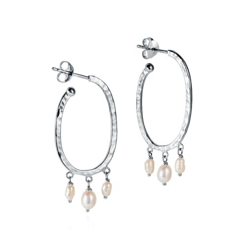 Claudia Bradby - Seascape, Pearl Set, Sterling Silver - Siren Hoop Earring