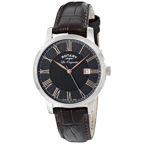 Rotary - Stainless steel Black Strap Watch - GS90075-04