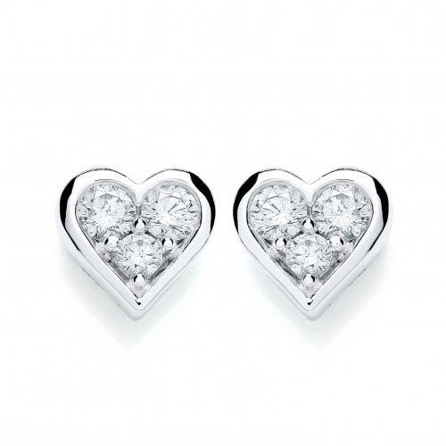 Lesley Donn - Diamond 0.38ct. Set, 18ct. White Gold Heart Cluster Earrings