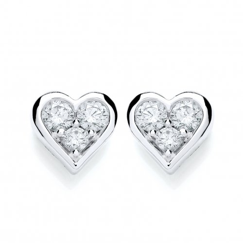Lesley Donn - Diamond 0.38ct. Set, 18ct. White Gold Heart Cluster Earrings