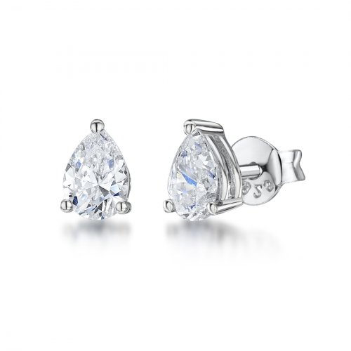 Jools - Silver Cubic Zirconia Pear Studs, Size 6mm KPE4X6PR