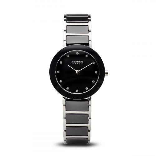 Bering - Ladies Ceramic, Ceramic and Stainless Steel, Silver and Black Watch - 11429-742