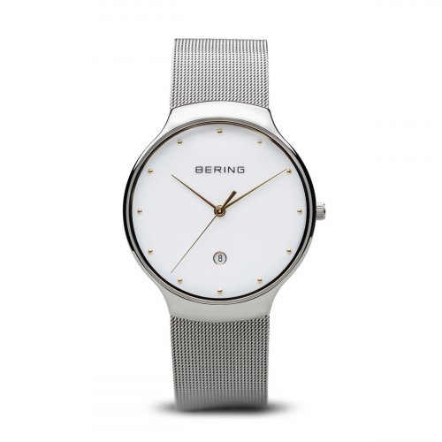 Bering - Unisex Classic, Yellow Gold Plated Stainless Steel Milanese Strap Watch - 13338-001