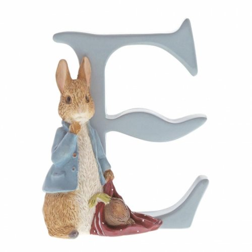 Enesco - Beatrix Potter, Peter Rabbit, Ceramic Letter E Peter Rabbit Figurine - A4997
