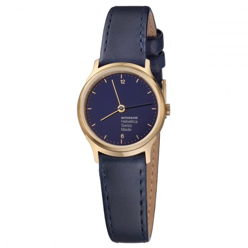 Mondaine - Mondaine, Stainless Steel, Yellow Gold Plated, Leather Watch, Size 26mm - MH1-L1141-LD