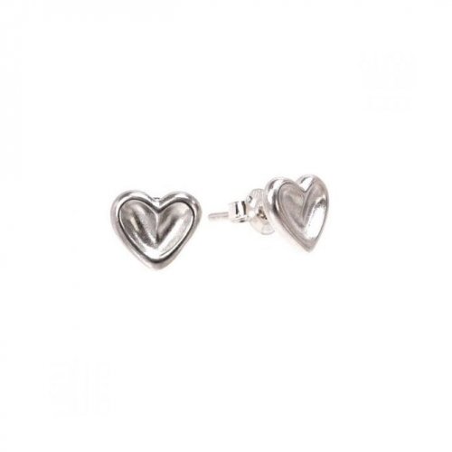 Dower and Hall - Heart, Sterling Silver Dimple Stud - CHE11-S