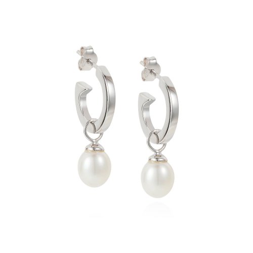 Claudia Bradby - Biography, Pearl Set, Sterling Silver - Hoop Earrings CBEH0024-