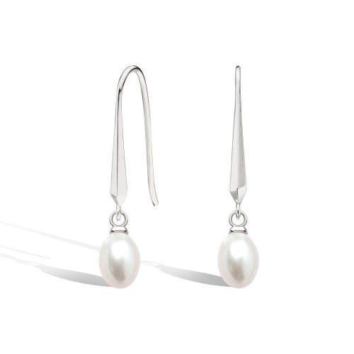 Kit Heath - Revival Astoria, Pearl Set, Rhodium Plated - Sterling Silver - Oval Drop Earrings 50431FP