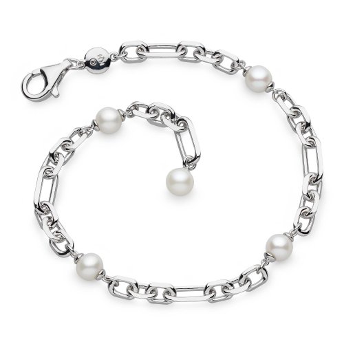 Kit Heath - Revival Astoria Figaro, Pearl Set, Sterling Silver - Station Bracelet, Size 7.5