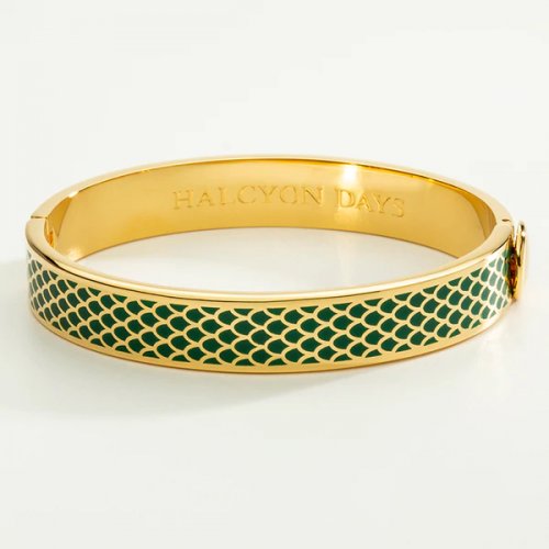 Halcyon Days - Salamander, Yellow Gold Plated - Enamel - Cream Hinged Bangle, Size 1cm HBSAL0510G HBSAL0510G