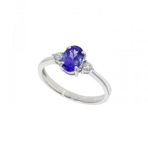 Guest and Philips - 18ct Tanzanite & Diamond Oval & Brilliant Cut 3 Stone Ring - 02-31-245