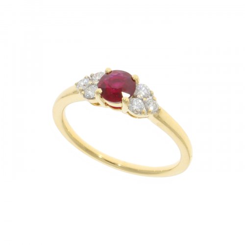 Guest and Philips - 18ct Ruby & Diamond Brilliant Cut Tr??foil Claw Set Ring - 02-21-142