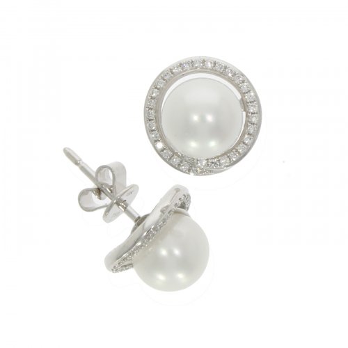 Guest and Philips - 18ct Pearl & Diamond Detachable Round Halo Custer Earrings - 03-17-137