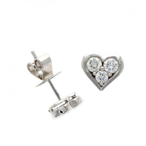 Guest and Philips - White Gold 18ct Diamond Set Heart Studs Earrings - 03-01-493