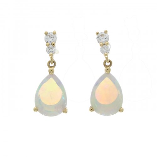 Guest and Philips - 18ct Opal & Diamond Pear Shape Drop Earrings - 03-16-188